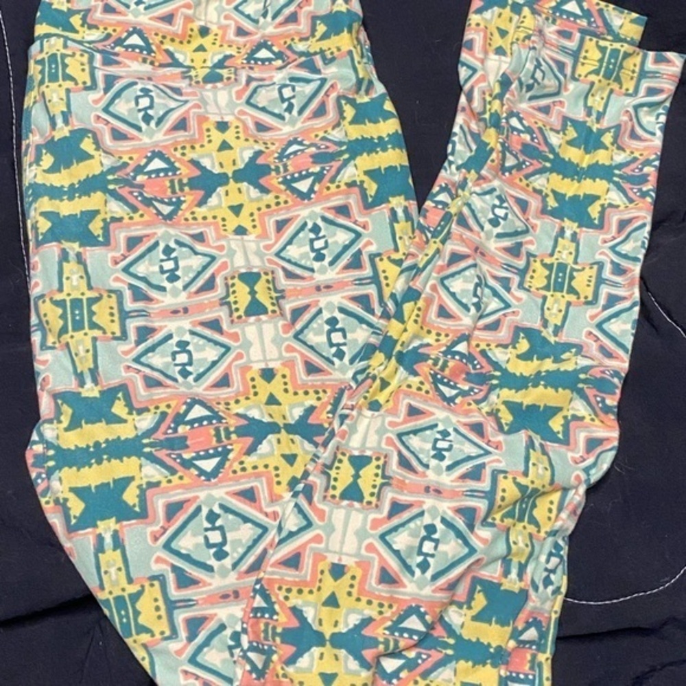LuLaRoe Geometric Patterned Leggings - Blue, Yellow, Pink​
